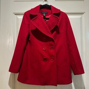 Red Wool Peacoat by New York & Company